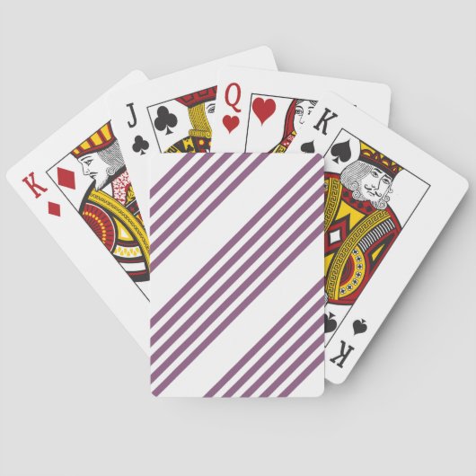 Mauve paarse en witte vijf strepen patroon pokerkaarten (Achterkant)