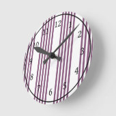 Mauve paarse en witte vijf strepen patroon ronde klok (Hoek)