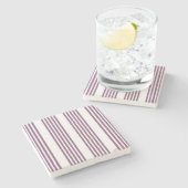 Mauve paarse en witte vijf strepen patroon stenen onderzetter (Zijkant)