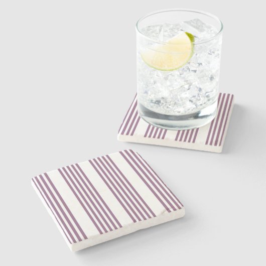 Mauve paarse en witte vijf strepen patroon stenen onderzetter (Zijkant)