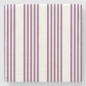 Mauve paarse en witte vijf strepen patroon stenen onderzetter (Voorkant)