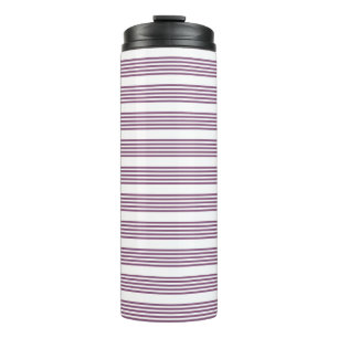 Mauve paarse en witte vijf strepen patroon thermosbeker