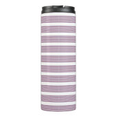 Mauve paarse en witte vijf strepen patroon thermosbeker (Achterkant)