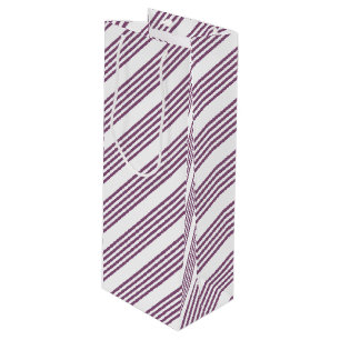 Mauve paarse en witte vijf strepen patroon wijn cadeautas