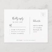 Mauve paarse floral rustic wood bruiloft rsvp uitnodiging briefkaart (Achterkant)