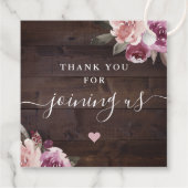 Mauve paarse floral rustiwood liefde is zoet bedankjes labels (Achterkant)