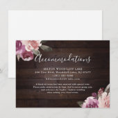 Mauve paarse floro rustic wood accommodatie informatiekaartje (Voorkant / Achterkant)