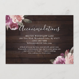 Mauve paarse floro rustic wood accommodatie informatiekaartje