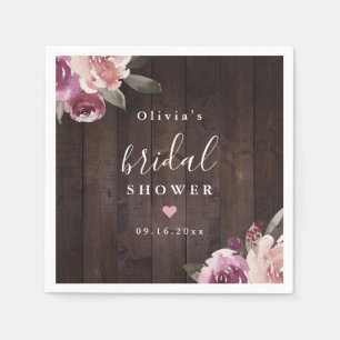 Mauve paarse floro rustige vrijgezellenfeest servet