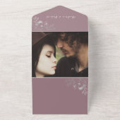 Mauve Paarse Huwelijk QR Code All In One Uitnodiging (Buitenkant)