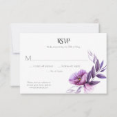 Mauve Paarse Lavendel Violet Floral RSVP (Voorkant)