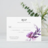 Mauve Paarse Lavendel Violet Floral RSVP (Staand voorkant)