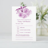 Mauve paarse lente bloemenhuwelijk waterverf RSVP (Staand voorkant)