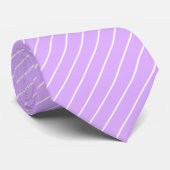 Mauve Paarse met Ivoor Witte Pinstripes Stropdas (Opgerold)