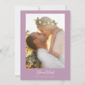 Mauve Paarse minimalistisch script moderne bruilof Kaart (Achterkant)