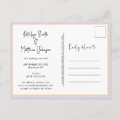 Mauve Paarse moderne fotobruiloft bespaart datum Aankondigingskaart (Achterkant)