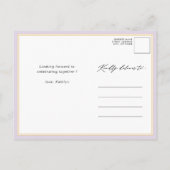 Mauve Paarse Moderne Manuscript Eenvoudig Vrijgeze Uitnodiging Briefkaart (Achterkant)