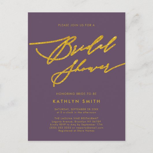 Mauve Paarse Moderne Minimalistische Vrijgezellenf Uitnodiging Briefkaart (Voorkant)