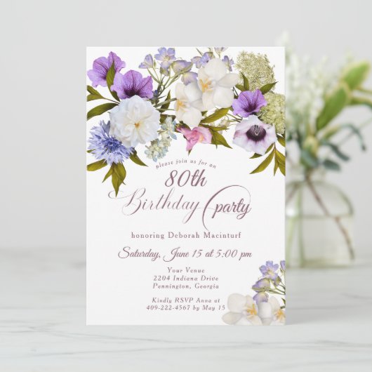 Mauve Paarse Oma's Tuin 80e Kaart (Staand voorkant)