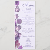 Mauve paarse periwinkle floral Wedding Menu (Voorkant)