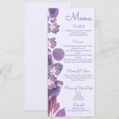 Mauve paarse periwinkle floral Wedding Menu (Voorkant / Achterkant)