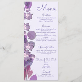 Mauve paarse periwinkle floral Wedding Menu