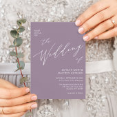 Mauve Paarse QR-code in één modern huwelijk Kaart