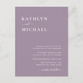 Mauve Paarse QR-code in één modern huwelijk Uitnodiging Briefkaart (Voorkant)