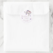 Mauve Paarse vlinder Baby shower dank u Ronde Sticker (Tas)