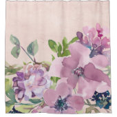 Mauve Paarse Waterverf Flowers op Distressed Pink Douchegordijn (Voorkant)