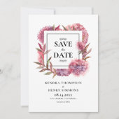 Mauve Paarse Waterverf Hydrangeas Floral Lijst Save The Date (Voorkant)