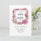 Mauve Paarse Waterverf Hydrangeas Floral Lijst Save The Date (Staand voorkant)