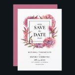 Mauve Paarse Waterverf Hydrangeas Floral Lijst Save The Date<br><div class="desc">Maak je trouwdatum bekend met deze elegante floral save the date flat cards. Het bevat waterverf illustraties van hydrangeas en lila floreel lijst. Personaliseer u door uw namen, trouwdatum, trouwplaats en andere details toe te voegen. U kunt de rug van de uitnodiging verder aanpassen door een foto of een ander...</div>