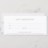 Mauve Paarse Zakelijke Cadeaubon Elegant (Achterkant)