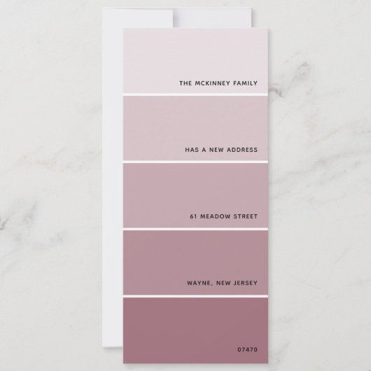 Mauve Paint Swatch Nieuwe adresaankondiging Kaart (Voorkant)