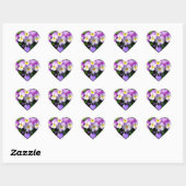  Mauve Pansies en hart met liefde Sticker (Vel)