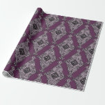 Mauve Paris Pattern Cadeaupapier<br><div class="desc">Chique schemerige paarse en zwarte damast inpakpapier.</div>