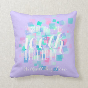 Mauve Pastel Colors 100th Birthday Custom Pillow Kussen