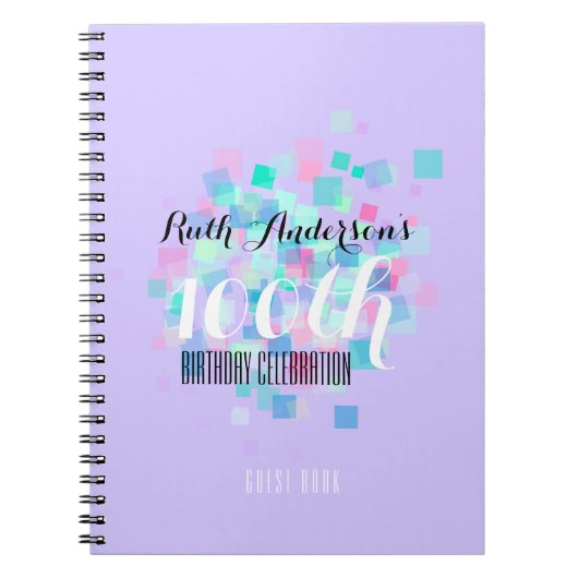 Mauve Pastel Colors 100th Birthday Party GuestBook Notitieboek (Voorkant)