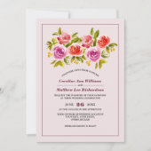 Mauve Peach Red Floral Waterverf Wedding Kaart (Voorkant)