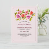 Mauve Peach Red Floral Waterverf Wedding Kaart (Staand voorkant)