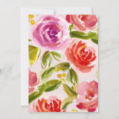 Mauve Peach Red Floral Waterverf Wedding Kaart (Achterkant)