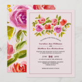 Mauve Peach Red Floral Waterverf Wedding Kaart (Voorkant / Achterkant)