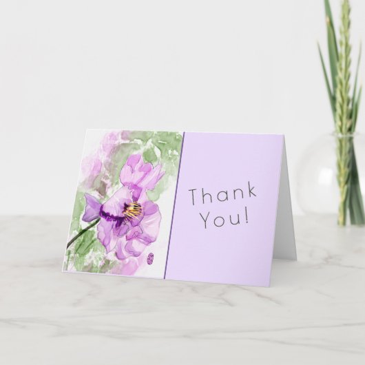 Mauve Peony Waterverf Bedankt Card Kaart (Voorkant)