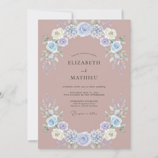 Mauve Periwinkle Wisteria Bruiloft Kaart (Voorkant)