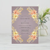 Mauve Perzik Ranunculus Eucalyptus Bruiloft Kaart (Staand voorkant)