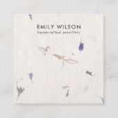 MAUVE PETAL HANDGEMAAKTE PAPIEREN STUD OORBEL DISP VIERKANTE VISITEKAARTJE (Voorkant)