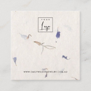 MAUVE PETAL HANDMADE PAPIER STUD EARRING DISPLAY VIERKANTE VISITEKAARTJE