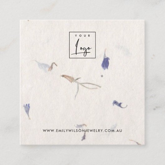 MAUVE PETAL HANDMADE PAPIER STUD EARRING DISPLAY VIERKANTE VISITEKAARTJE (Voorkant)