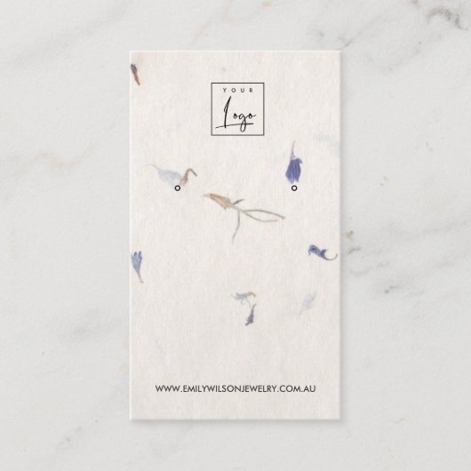 MAUVE PETAL HANDMADE PAPIER STUD EARRING DISPLAY VISITEKAARTJE (Voorkant)